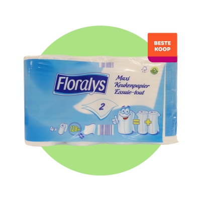 Keukenpapier FLORALYS met 2 lagen van LIDL is Beste koop van Testaankoop in 2025